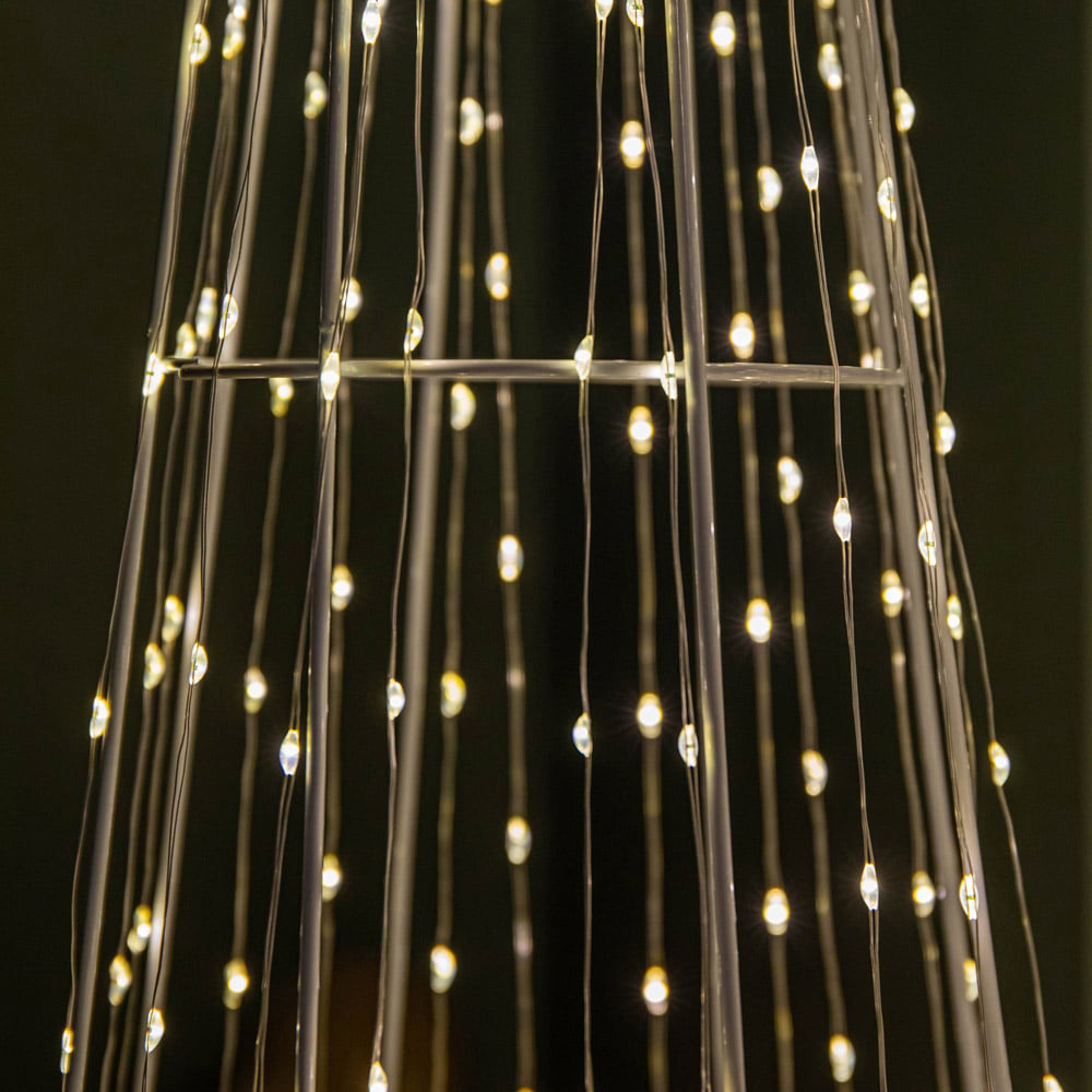 Samuel Alexander Warm White LED Light Up White Metal Dewdrop Christmas Cone Tree Set of 3 Image 4
