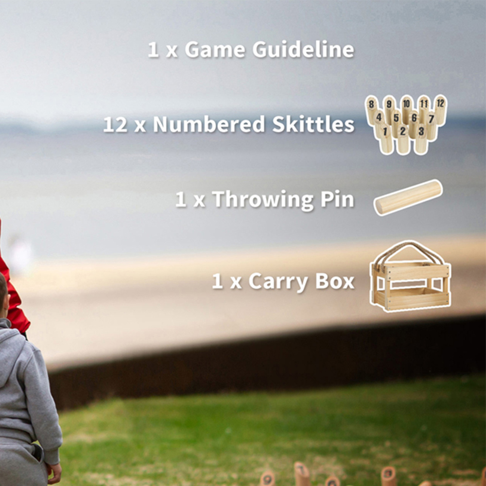 SPORTNOW Molkky Wooden Skittles Throwing Game with Carrying Box Image 7