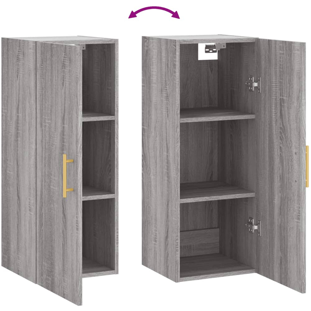 vidaXL Single Door Grey Sonoma Wall Mounted Cabinet Image 8