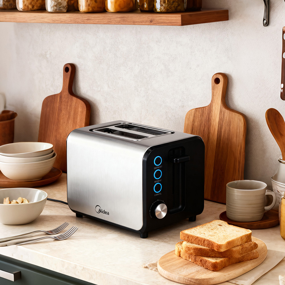 Midea AJ0865 Dark Grey 2 Slice Toaster 950W Image 2