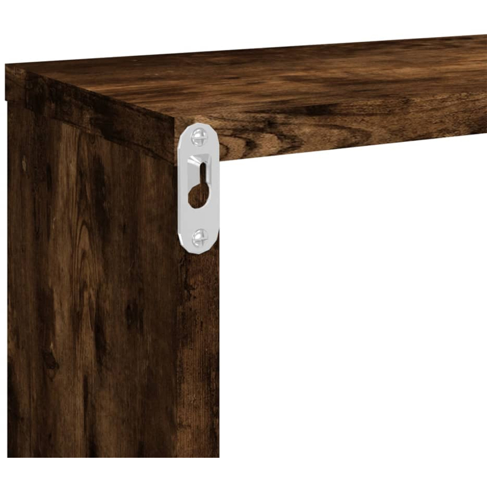 vidaXL 80cm Set of 4 Smoked Oak Cube Floating Wall Shelf Image 7