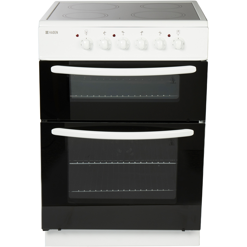 Haden HE60DOMW White Ceramic 30 and 60L Double Oven Electric Cooker 60cm Image 1