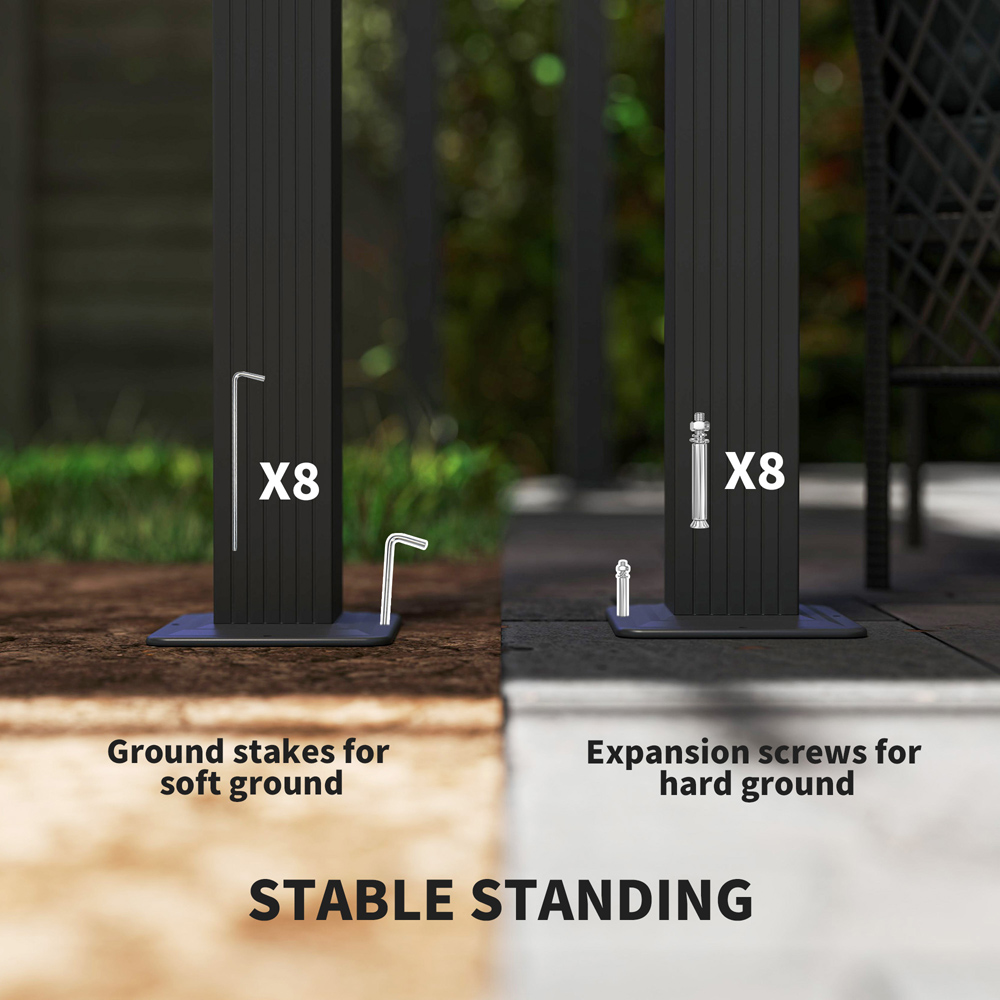 Outsunny 3 x 4m Khaki Aluminium Pergola Gazebo with Retractable Roof Image 6