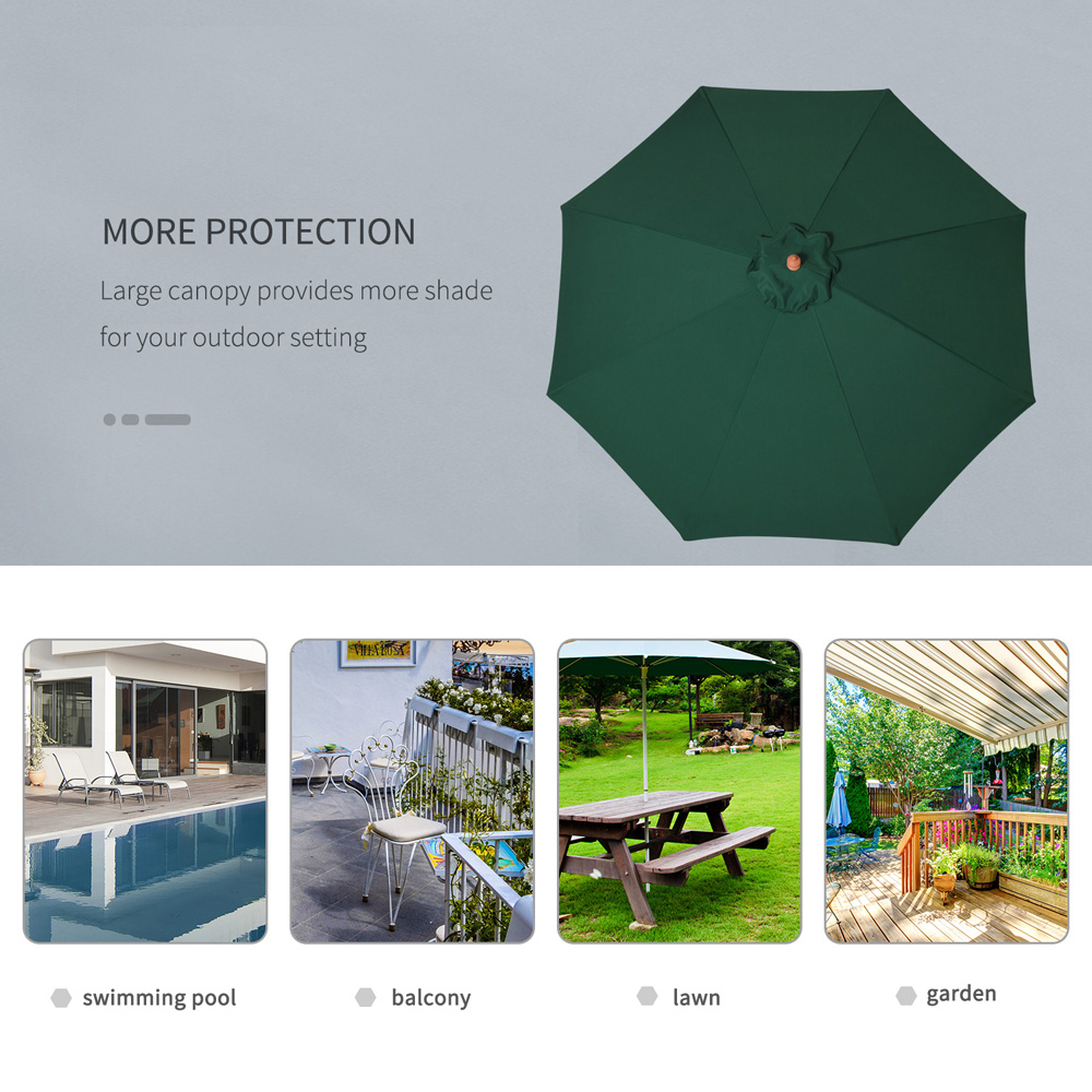 Outsunny Dark Green Wooden Garden Parasol with Top Vent 2.5m Image 6