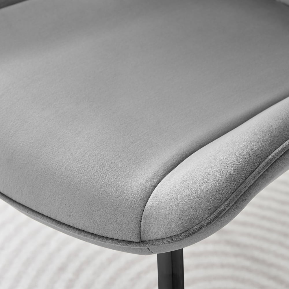 Furniturebox Cesano Set of 2 Grey and Black Velvet Dining Chair Image 3