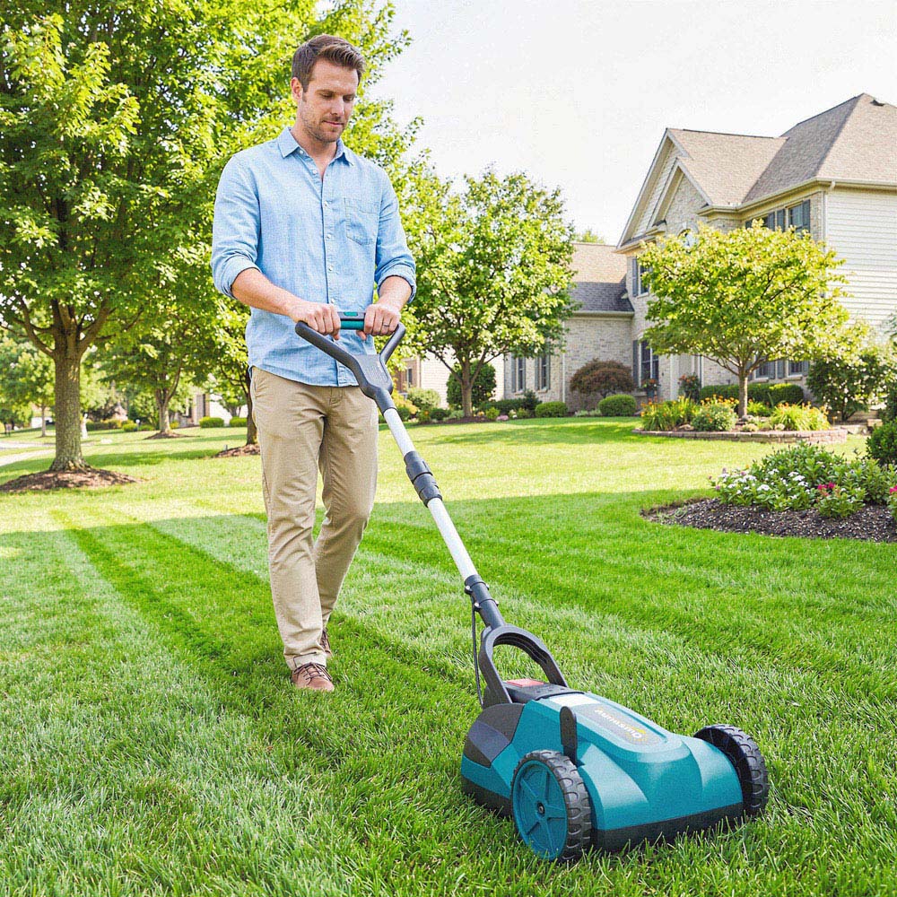 Outsunny 18V Hand Propelled Cordless 35cm Lawn Mower with Batteries and Charger Image 2