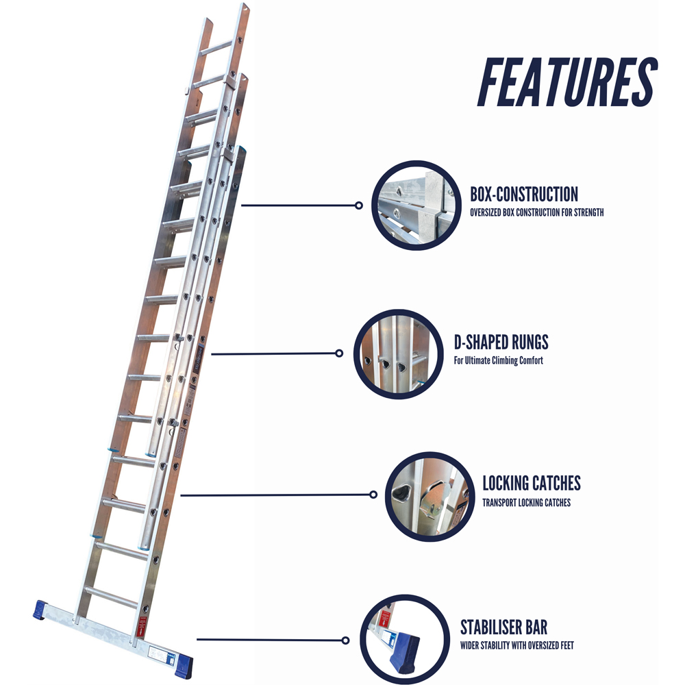 TB Davies 2.5m Trade Triple Extension Ladder Image 8