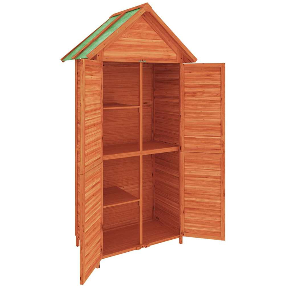 vidaXL 2.9 x 1.7ft Brown Wooden Apex Garden Tool Shed Image 4