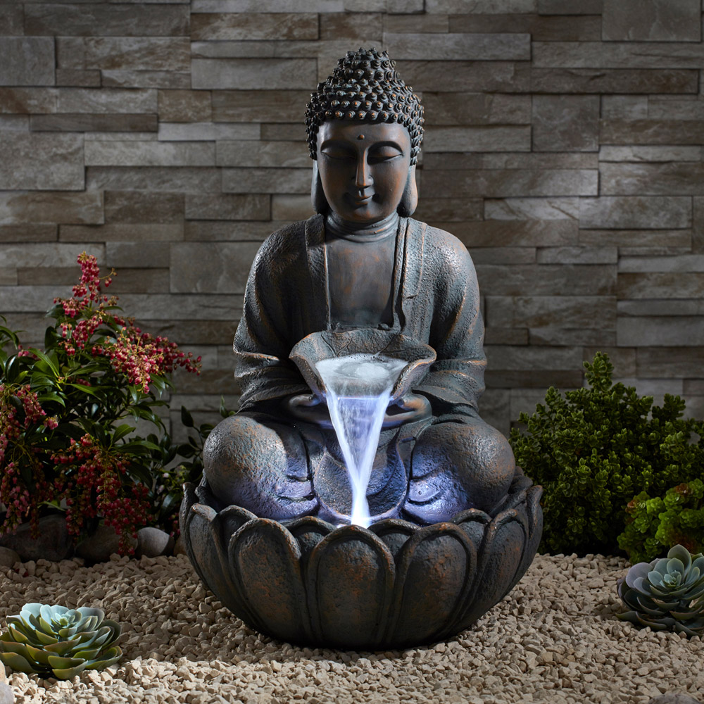 Garden Gear Serenity Bronze Sitting Buddha Water Feature Image 3