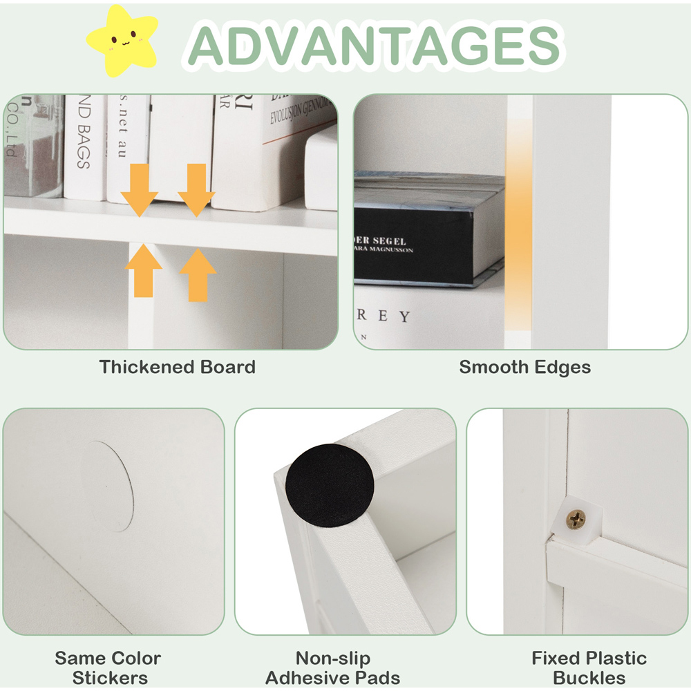 Costway 5 Shelf White Wooden Storage Bookcase Image 5