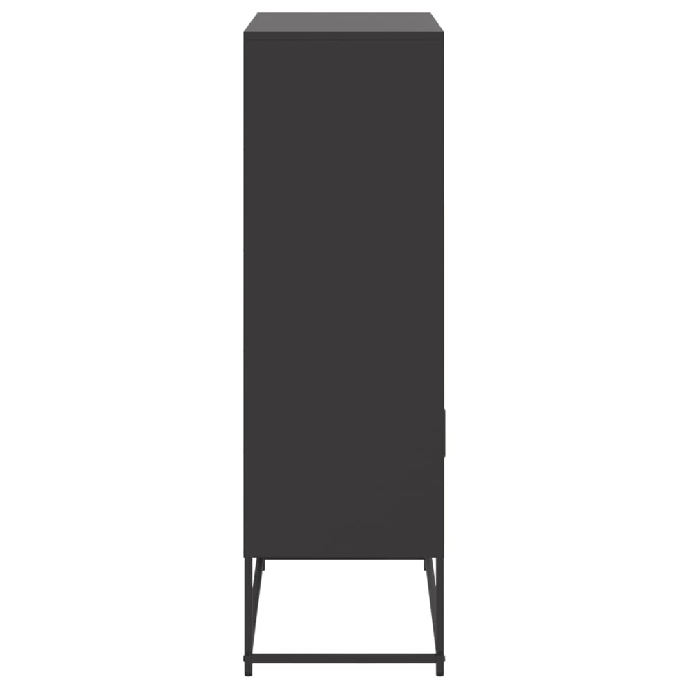vidaXL 2 Door 2 Shelf Black Steel Highboard Image 7