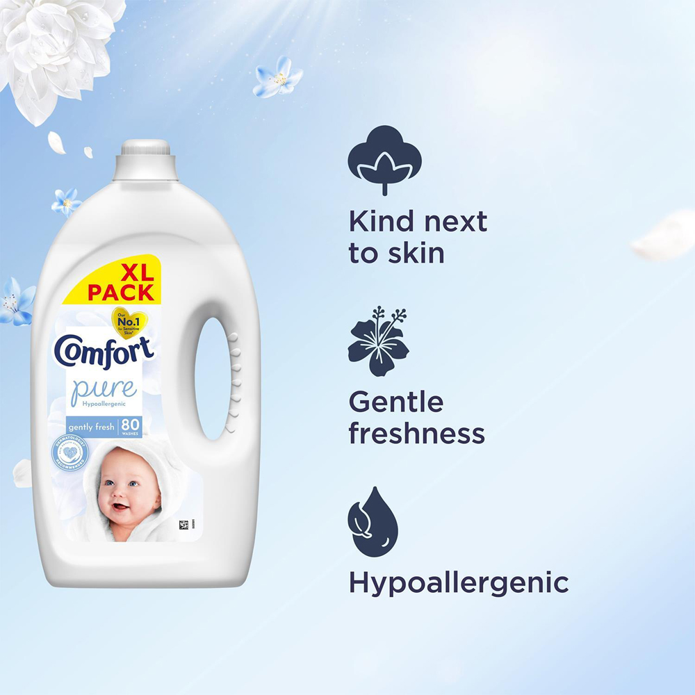 Comfort Pure Gently Fresh Hypoallergenic Fabric Conditioner 80 Washes 2.4L 4 Pack Image 8