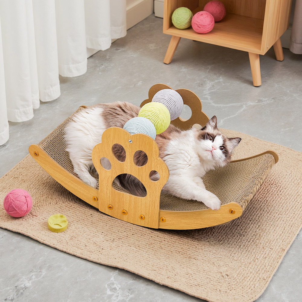 H&O Direct Cat Rocking Chair Scratcher with Sisal Ball Image 2