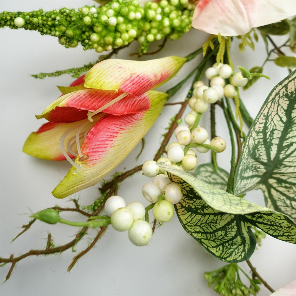 Leaf Trailing Pink Lily Hanging Artificial Garland 180cm Image 3