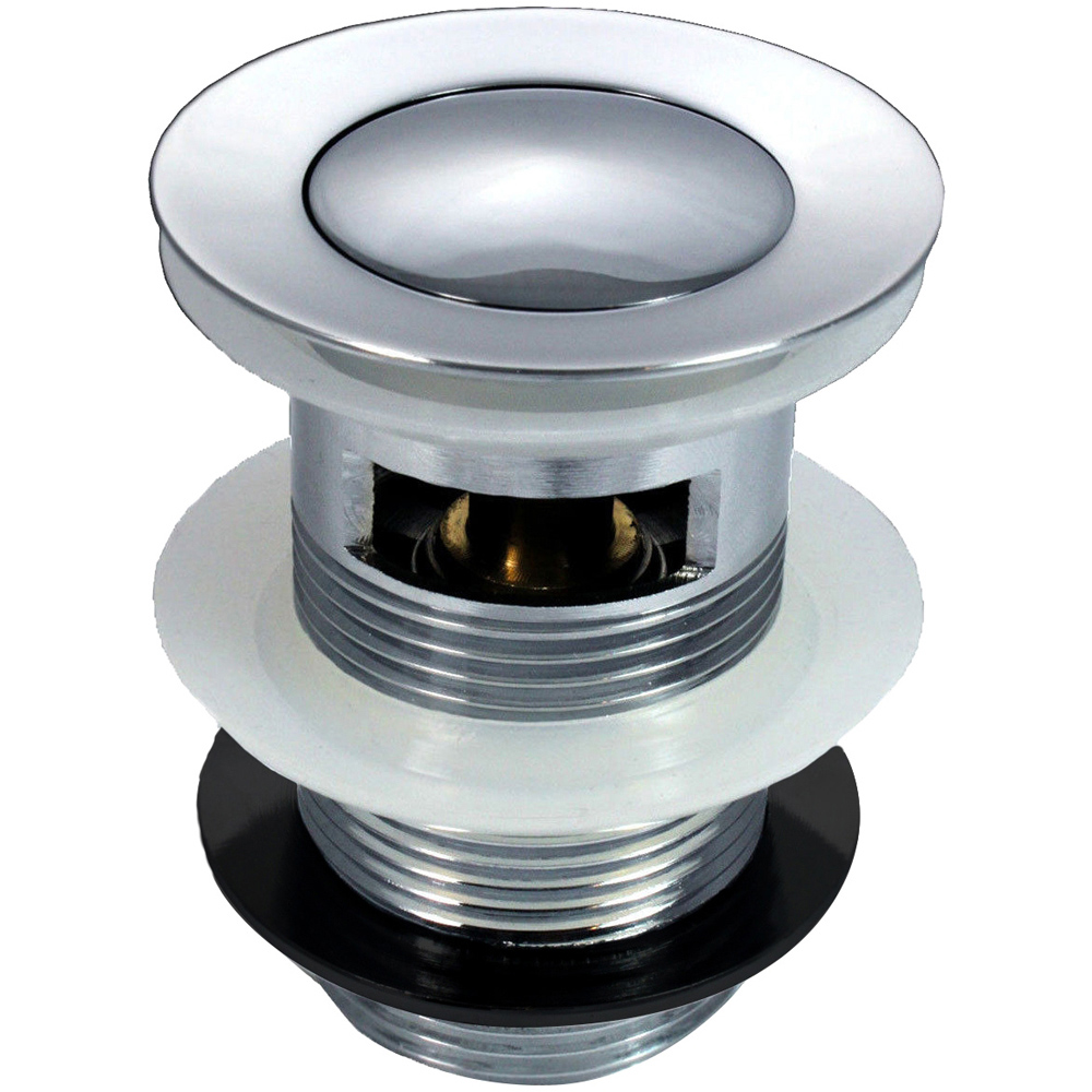Nes Home Chrome Slotted Basin Waste Pop Up Sprung Plug with Overflow Image 1