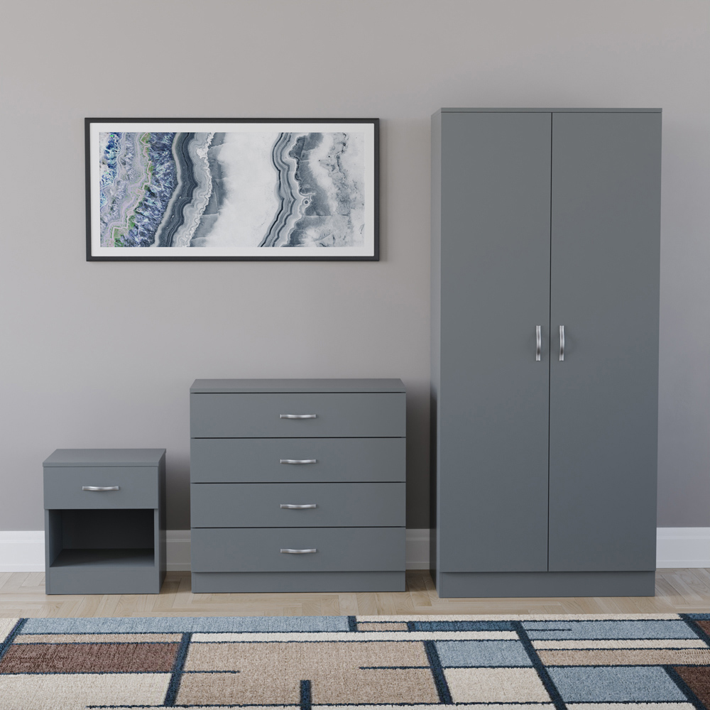 VIDA DESIGNS Riano Grey 3 Piece Bedroom Furniture Set Image 2