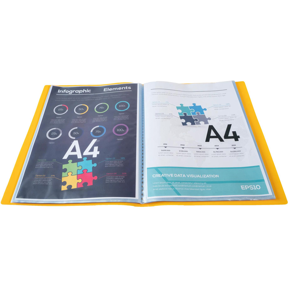 Exacompta A4 Yellow PP 100 Pocket Display Book 8 Pack Image 3