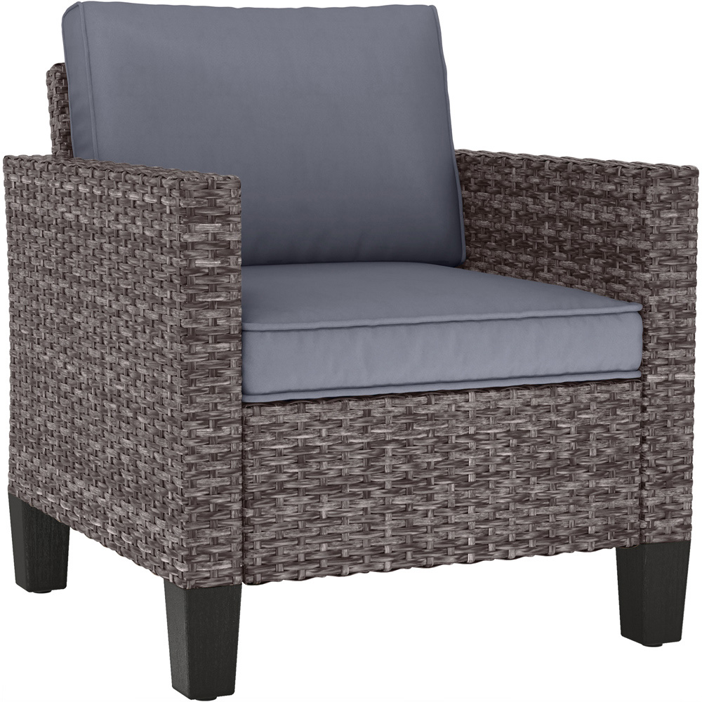 Outsunny Light Dark Grey Rattan Garden Armchair with Cushions Image 2
