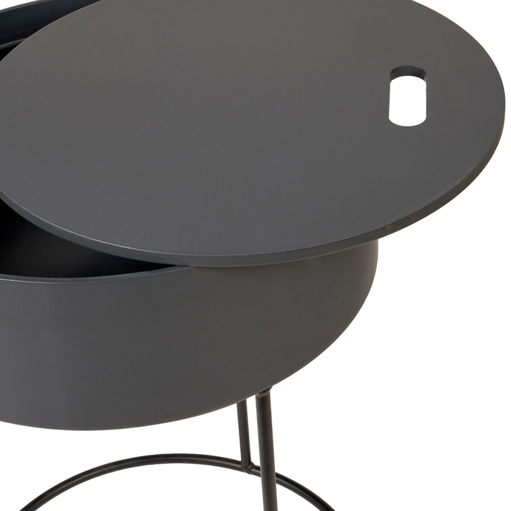 Pacific Lifestyle Hugo Dark Grey Wood Veneer and Black Metal Storage Table Image 5