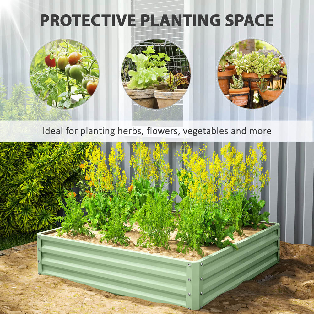 Outsunny Light Green Metal Raised Garden Bed 120 x 120cm Image 8