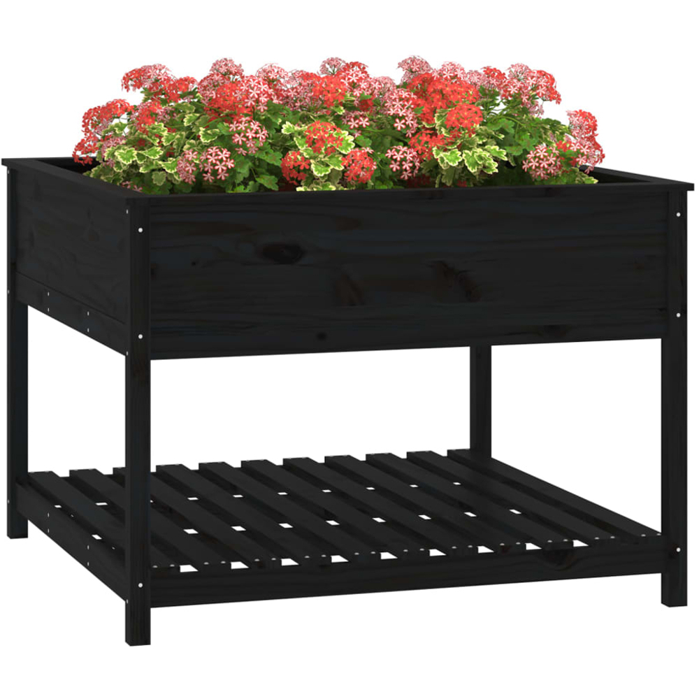 vidaXL Single Shelf Black Solid Pine Wood Garden Planter 111.5 x 111.5 x 81cm Image 4