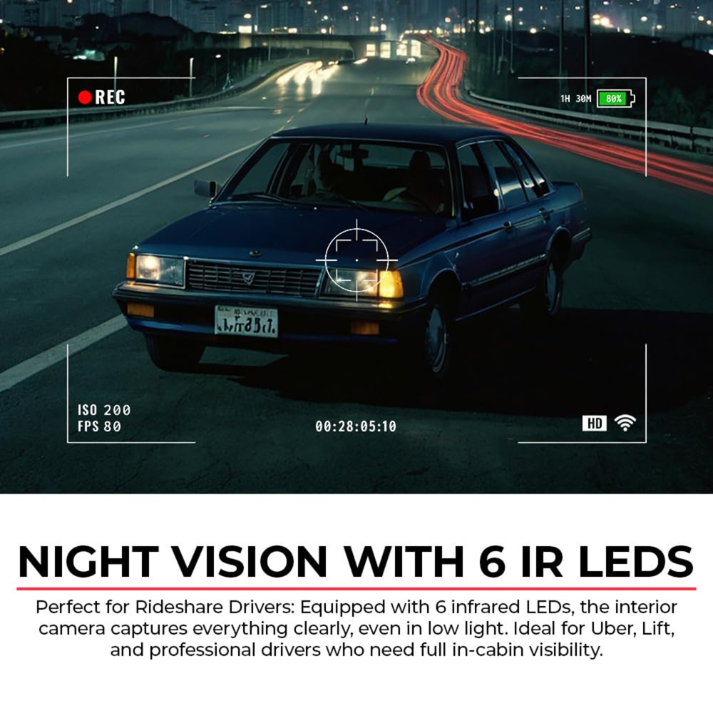 Alivio 1080p Full HD Night Vision Front and Rear Dual Dash Camera with G-sensor Image 8