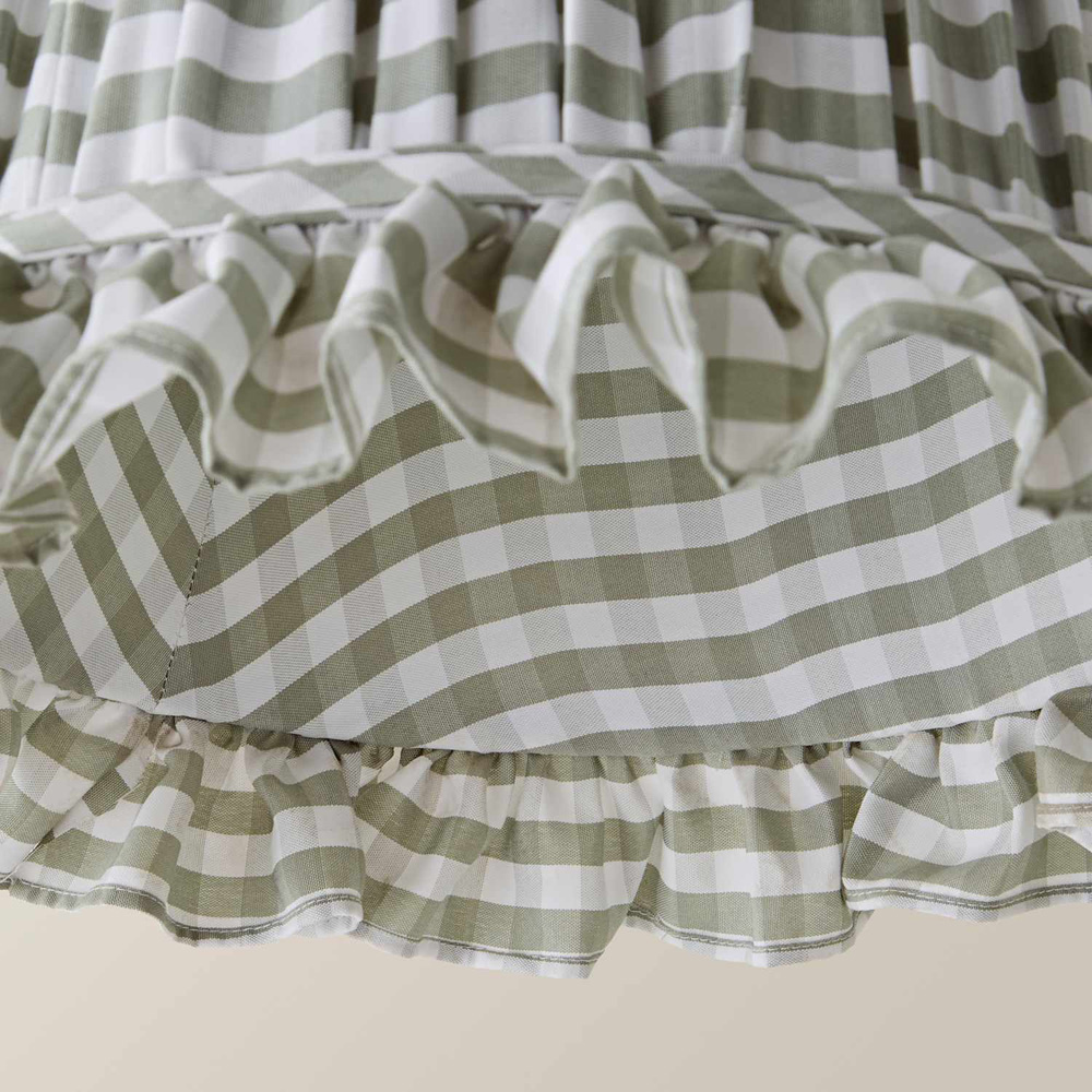 ValueLights Faye Green Check Tapered Ruffle Detail Trim Easy Fit Pendant Lamp Shade 40cm Image 5