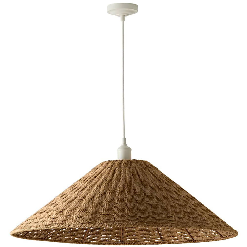 ValueLights Thelma Wicker Conical Shade Ceiling Light with Bulb Image 1