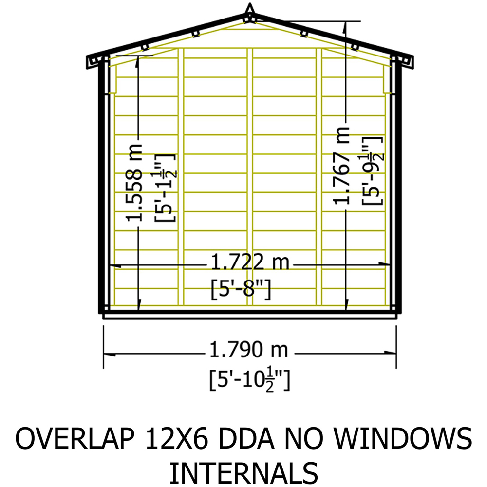 Shire 12 x 6ft Double Door Dip Treated Overlap Apex Shed Image 8