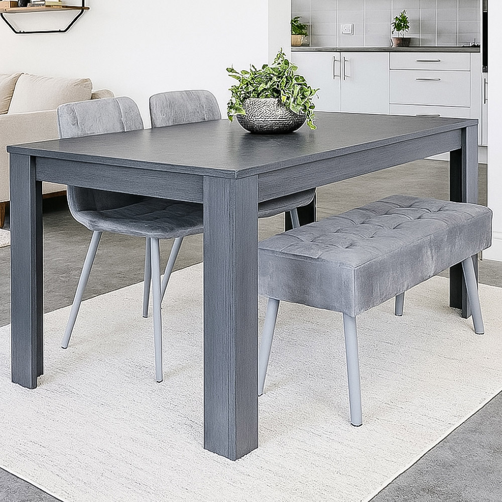 Kosy Koala 4 Seater Dining Set with Bench Dark Grey and Grey Velvet Image 1