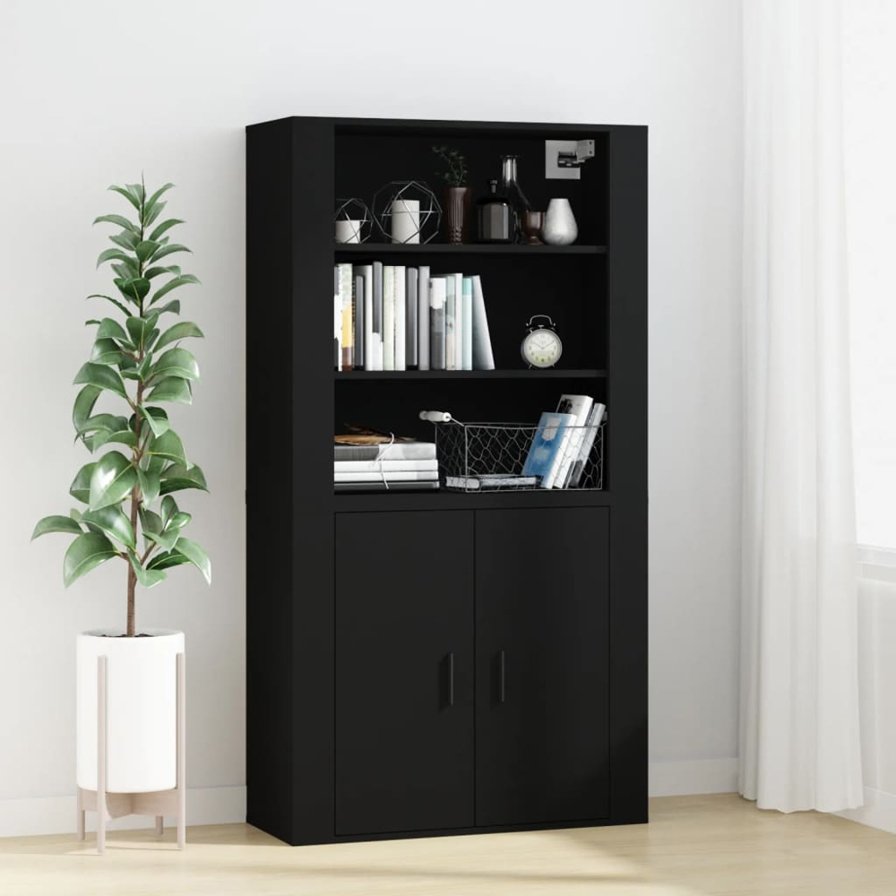 vidaXL 3 Open Shelf Black Wall Mounted Cabinet Image 8