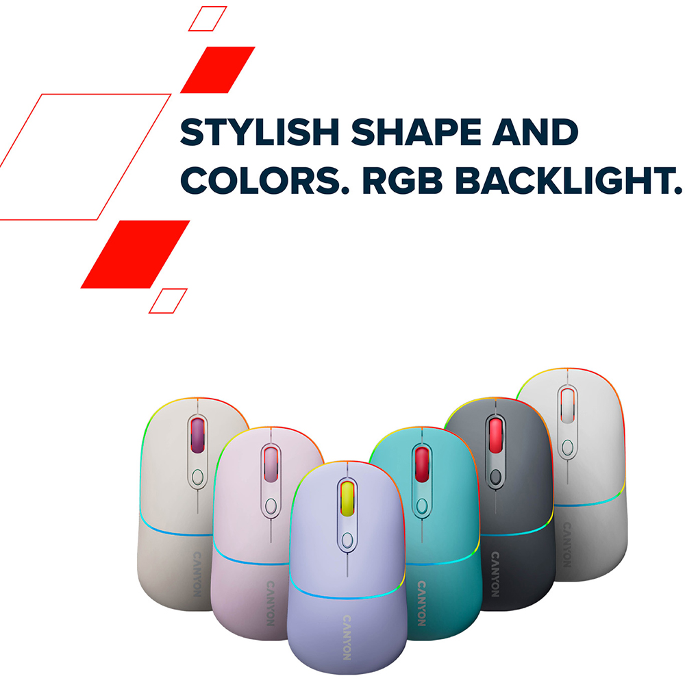 Canyon MW-22 Pearl Rose Rechargeable Dual Mode Wireless Mouse Image 3