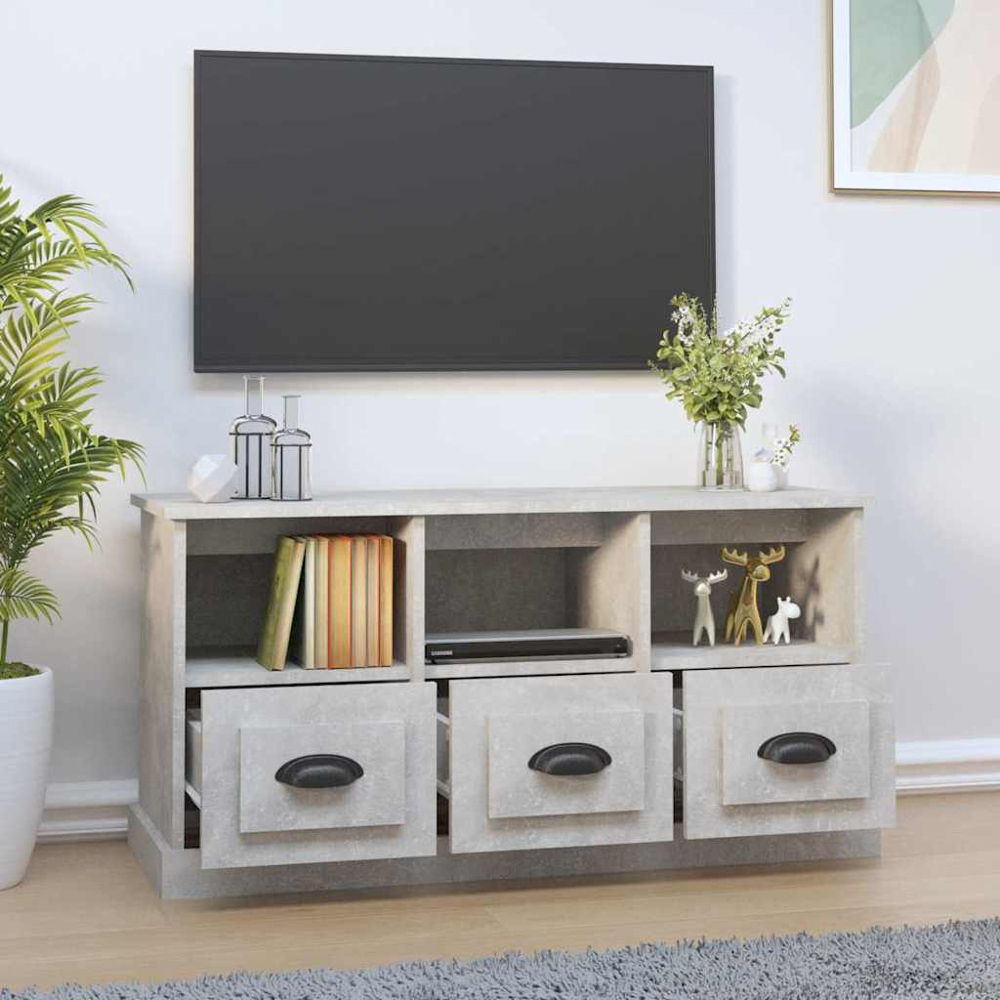 vidaXL 3 Drawer 3 Shelf Concrete Grey TV Cabinet Image 8