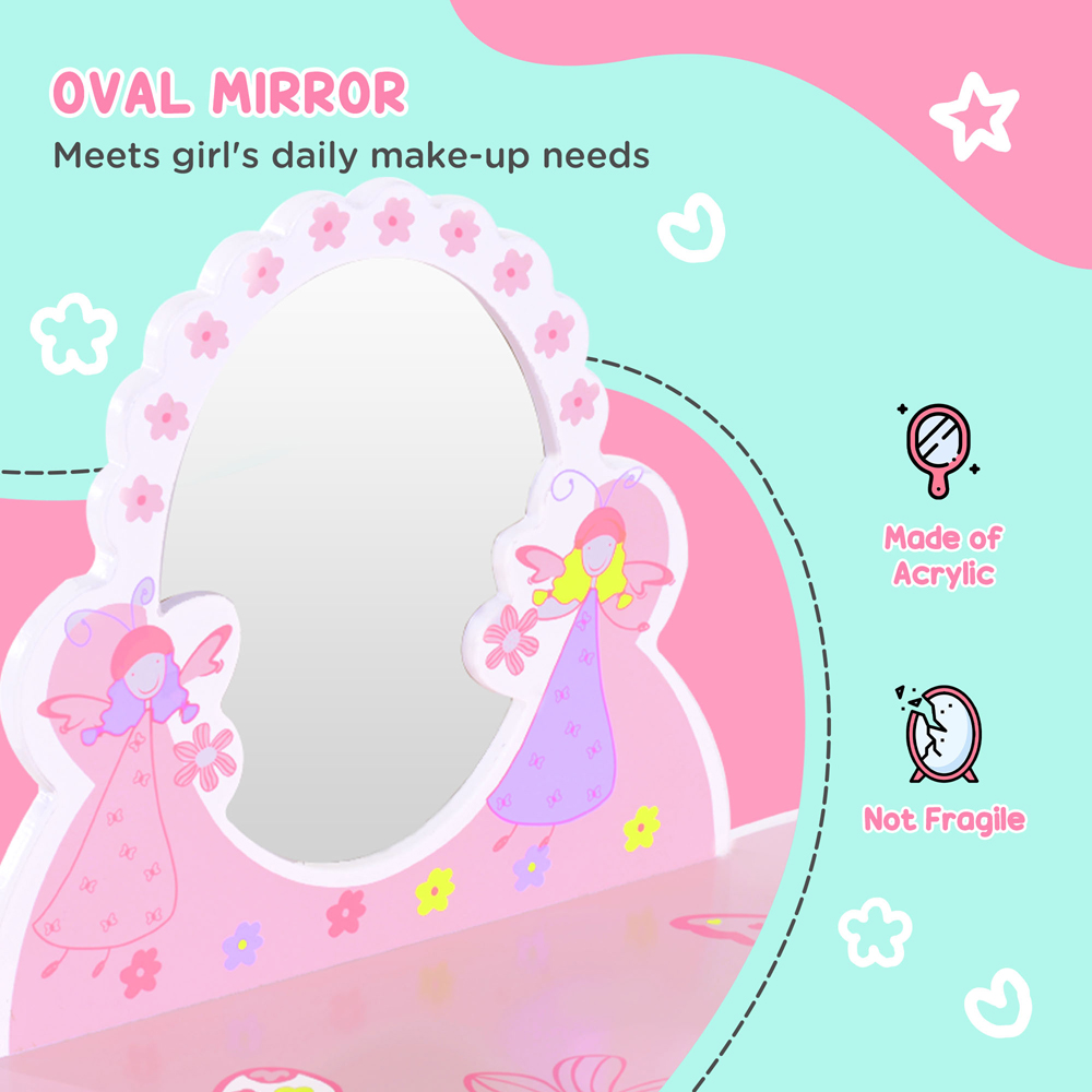 Playful Haven Kids Pink Dressing Table Set with Mirror Image 6