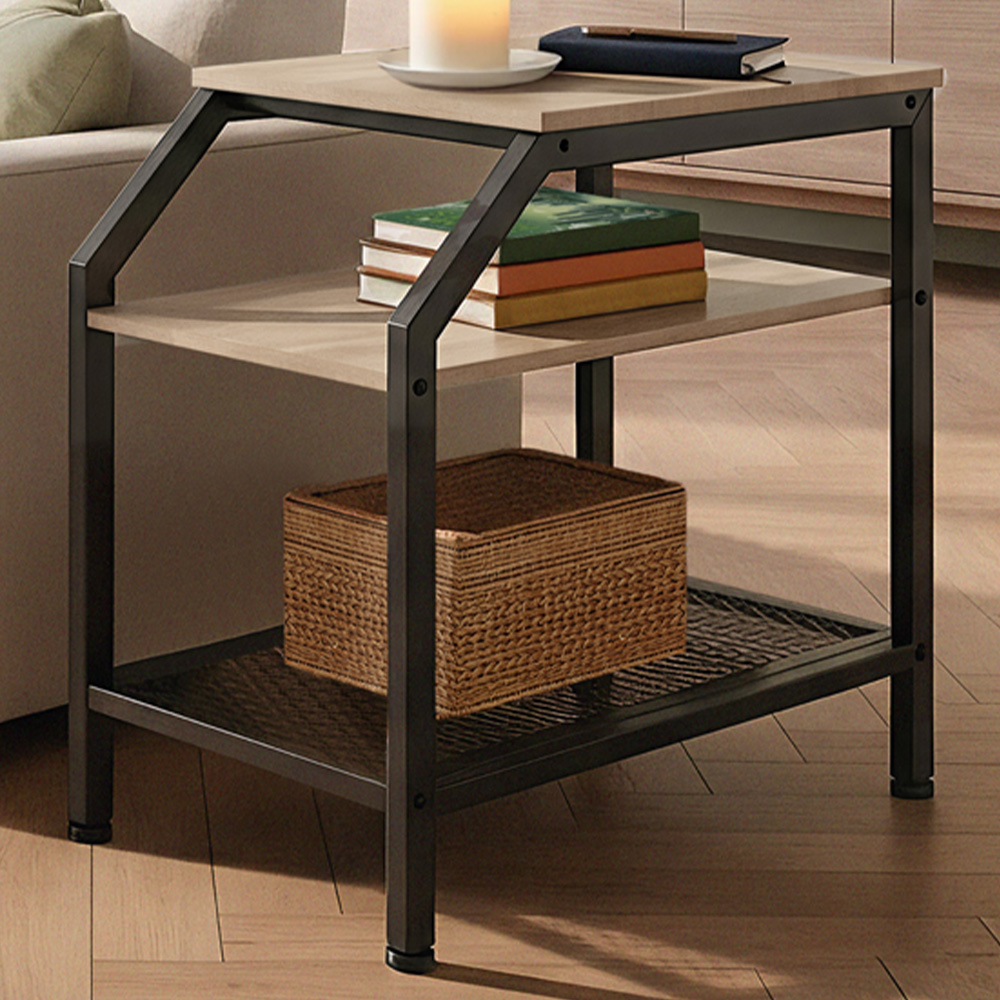 Tectake Plymouth 2 Grid Shelf Sonoma Oak Bedside Table Image 1