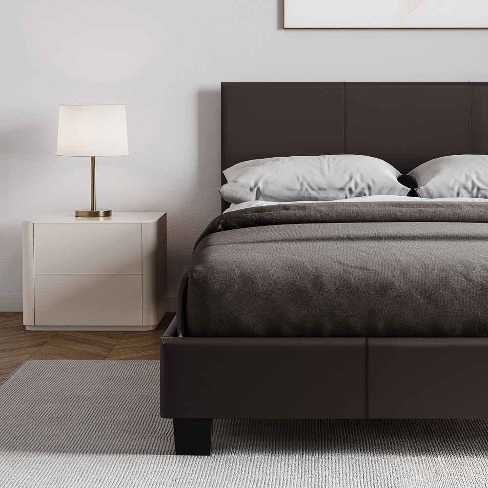 VIDA DESIGNS Lisbon Small Double Brown Faux Leather Bed Frame Image 4