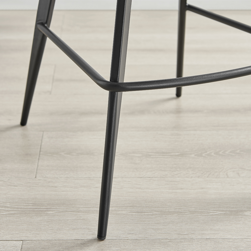 Furniturebox Hazel Grey and Black Velvet Bar Stool Set of 2 Image 5