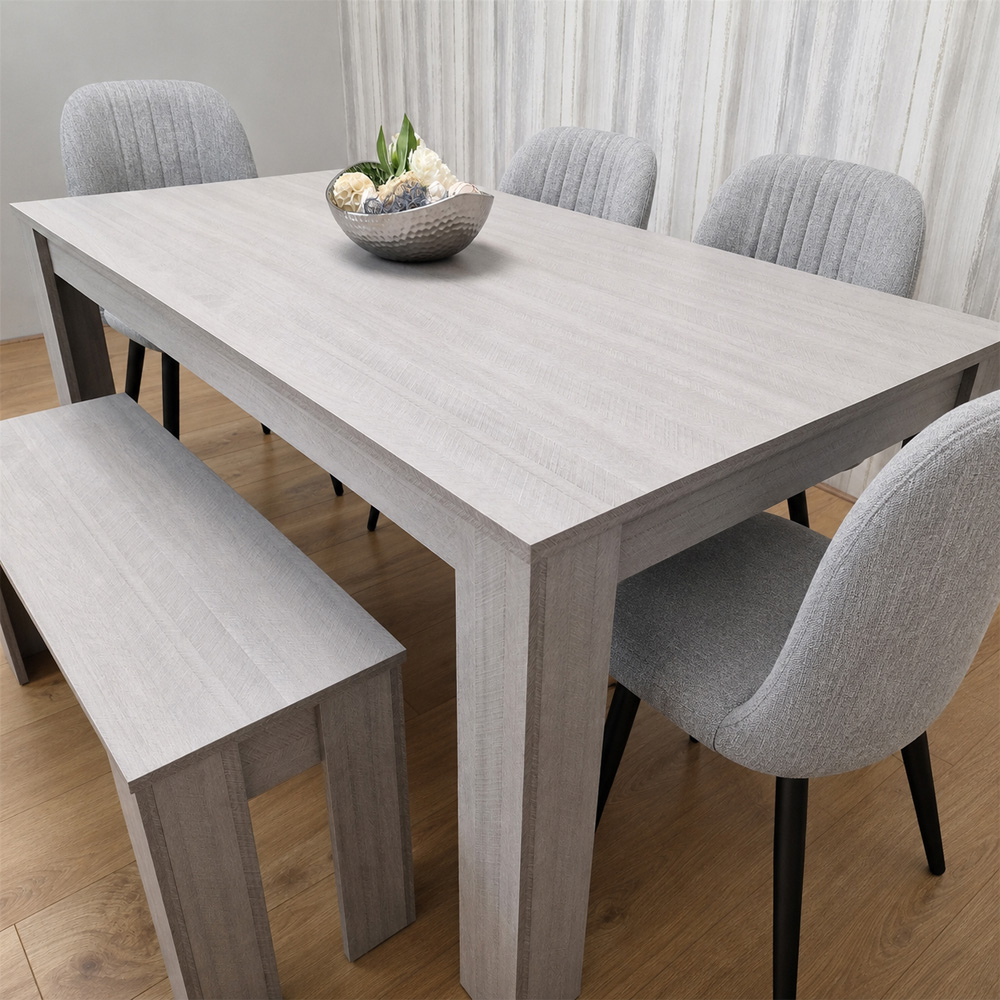 Kosy Koala 6 Seater Arrow Wood Effect Dining Bench Set Grey Image 2