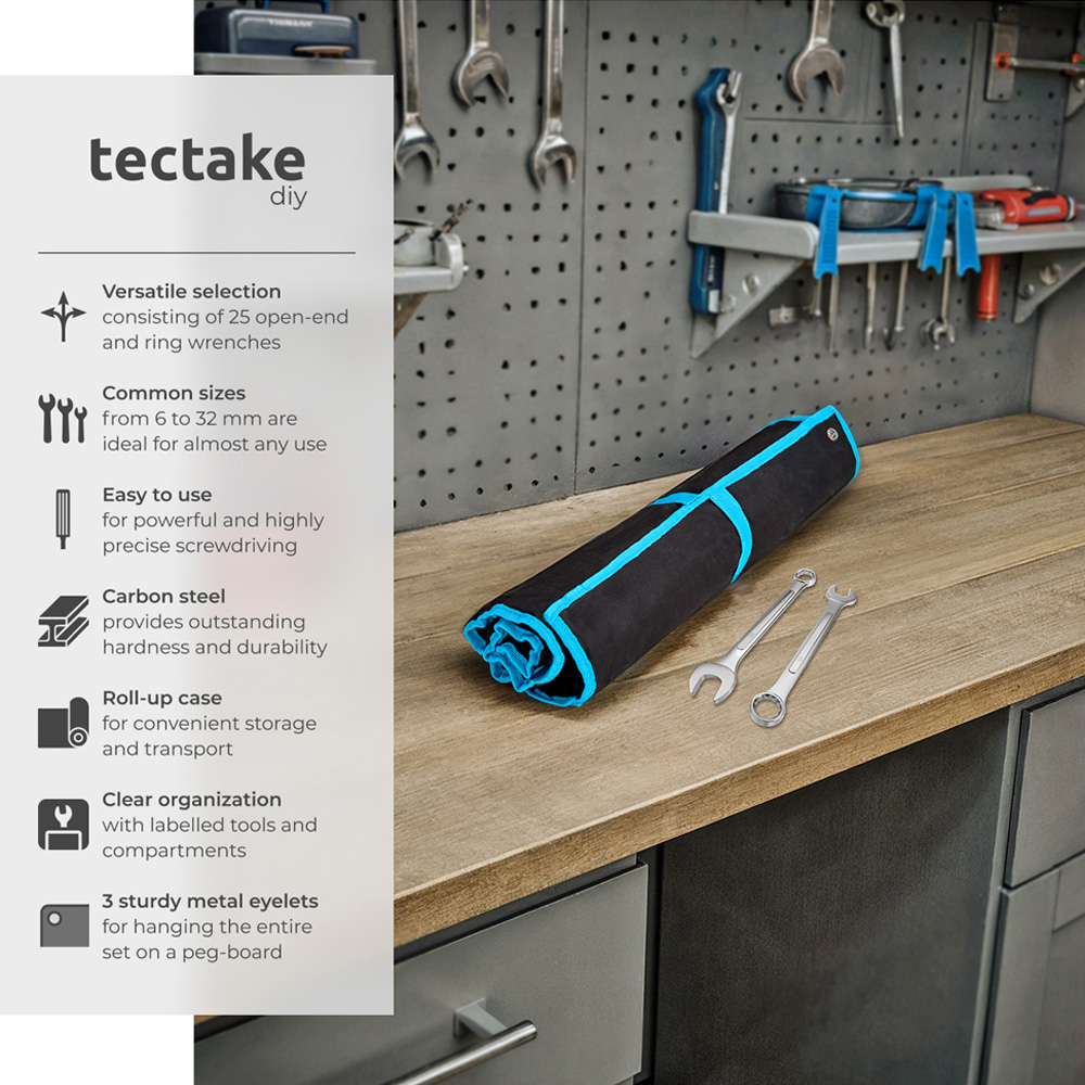 tectake 25 Piece Black and Blue Extensive Selection Spanner Set Image 6