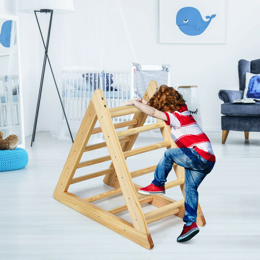 Costway Kids Wooden Climbing Ladder Image 2
