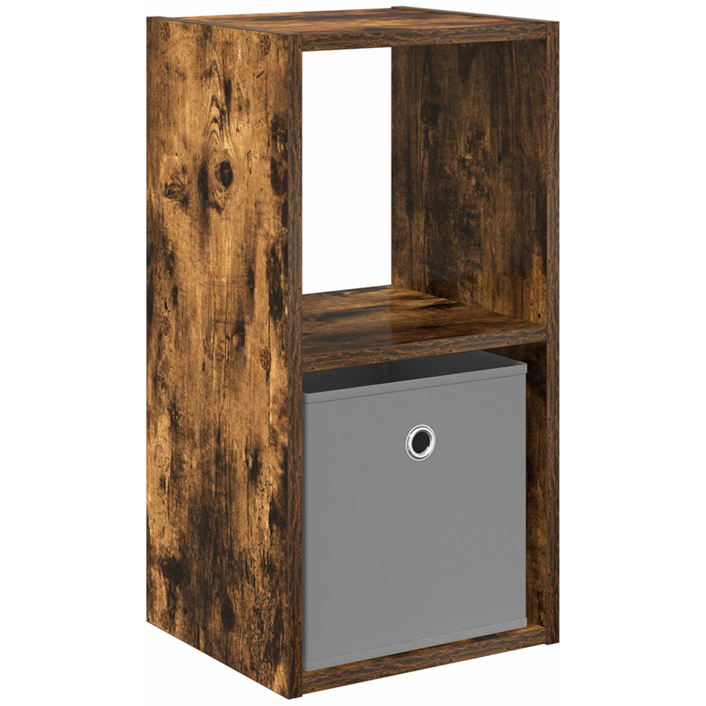 vidaXL Single Drawer Single Shelf Smoked Oak Wooden Bedside Table Image 2