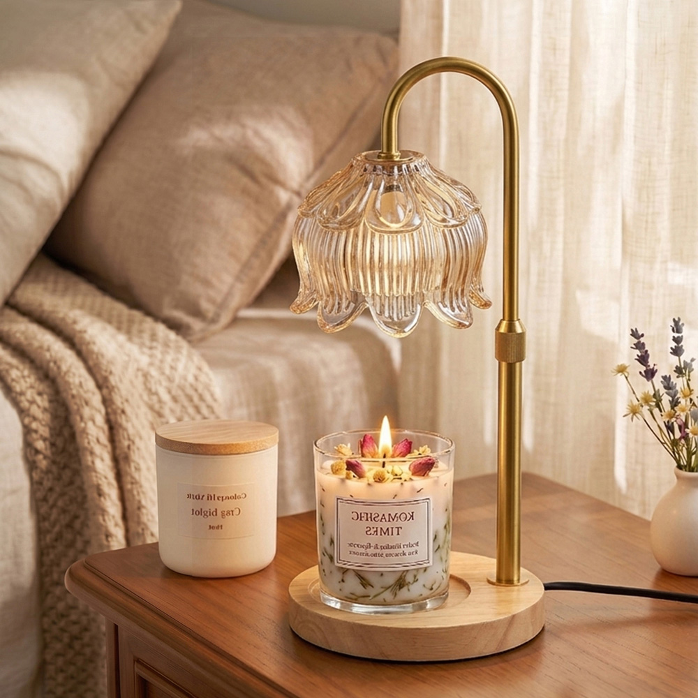 Living and Home Wood Base Candle Warmer Lamp with Timer and Dimming Image 7