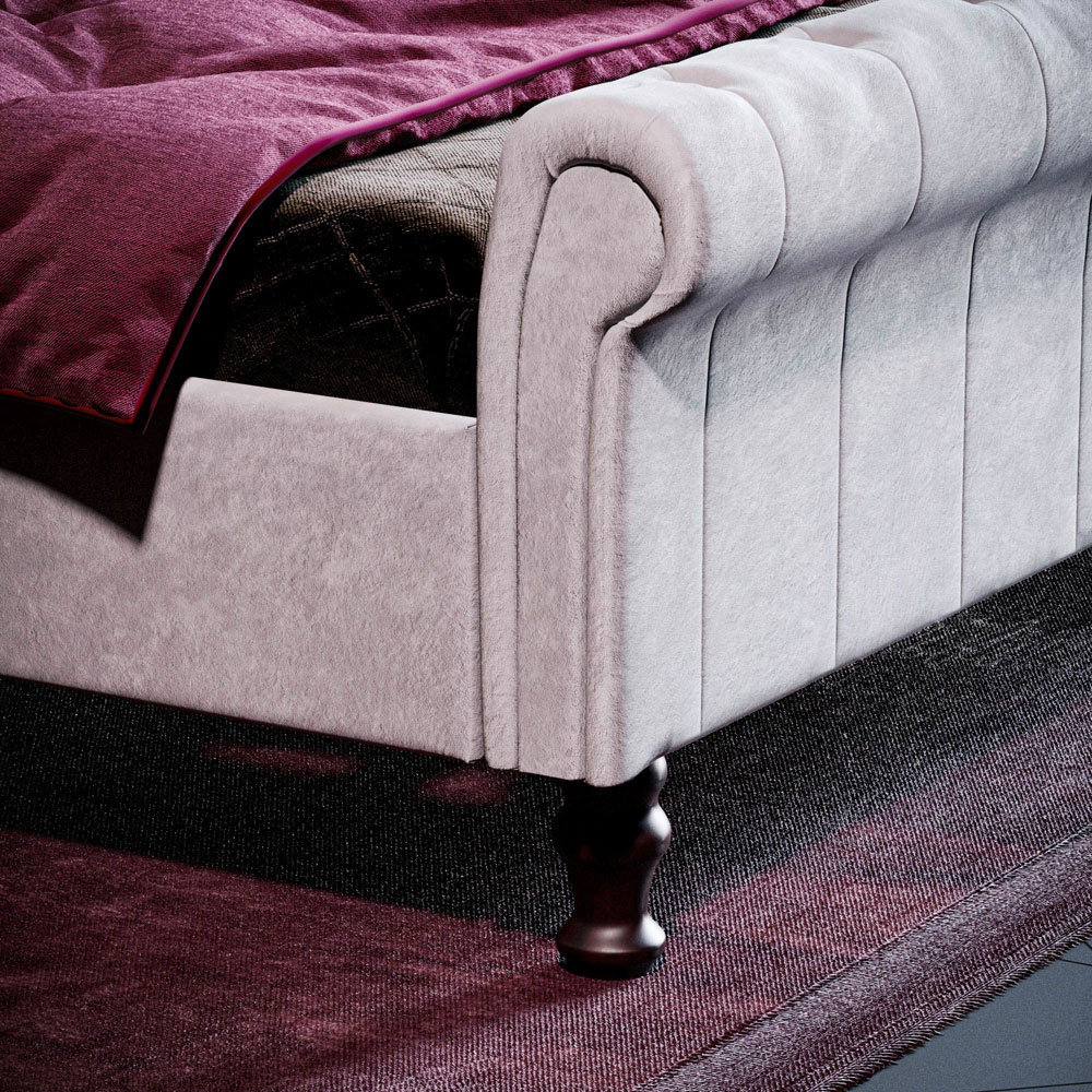 VIDA DESIGNS Violetta King Size Light Grey Velvet Bed Frame Image 4