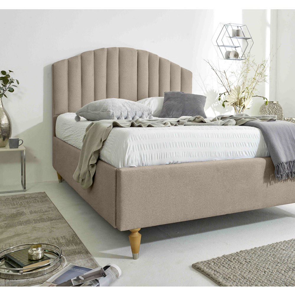 Eleganza Henrik Small Double Mink Arlington Fabric Bed Frame with Curved Headboard Image 4