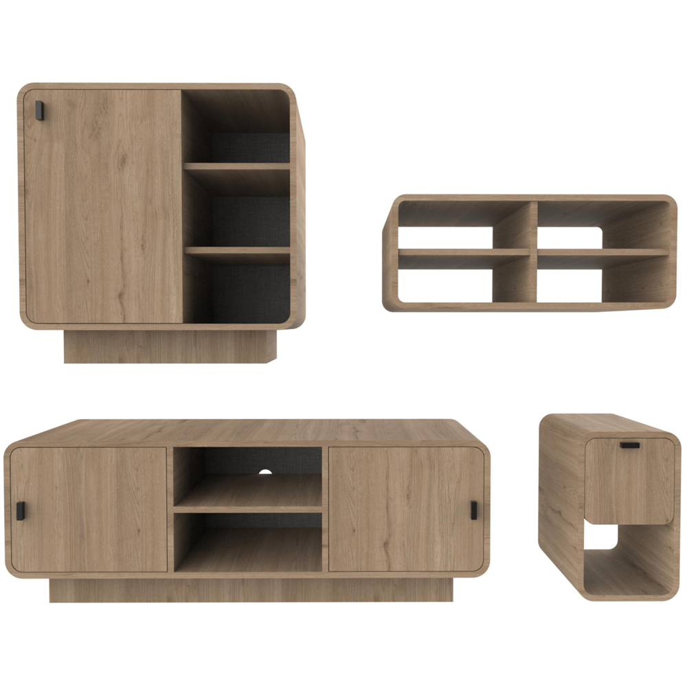 Decortie Rovel 4-Piece Natural Oak Living Room Set Image 2
