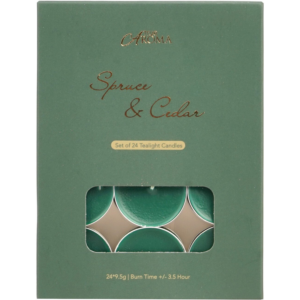 Pack of 24 Spruce & Cedar Tealights - Green Image 1