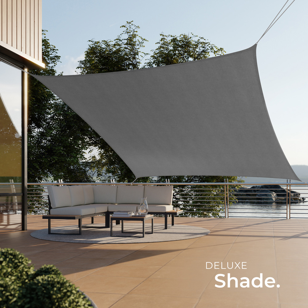 tectake Grey UV 50+ Rectangular Shade Sail 400cm Image 7