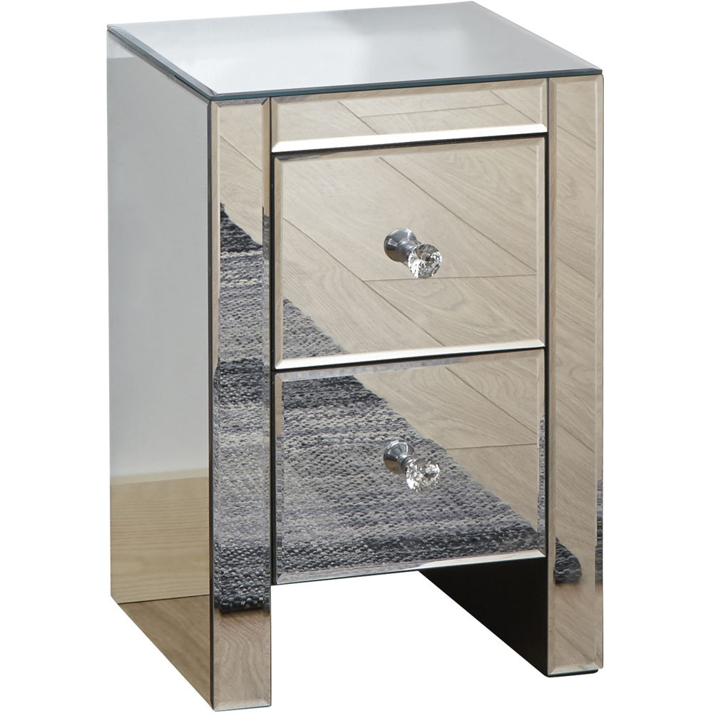 GFW 2 Drawer Clear Mirrored Slim Chest of Drawers Image 2