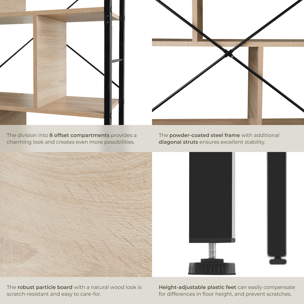 tectake Charleston 4 Shelf Oak Sonoma Standing Shelving Unit Image 5