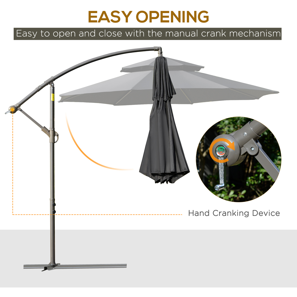 Outsunny Black Double Tier Cantilever Banana Parasol with Cross Base 2.7m Image 4